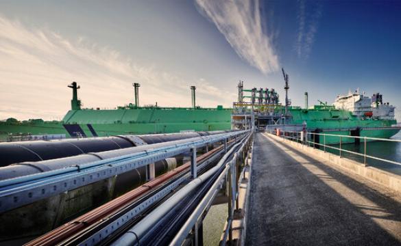 Ship docked at a terminal